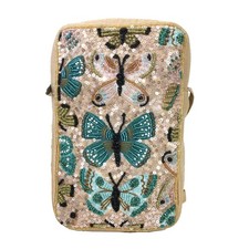 BTC Women's Butterfly Flutter Beaded XL Phone Crossbody Pouch Bag, Multicolor picture