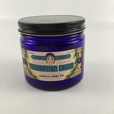 Madam Jones Peachy Brown Foundation Cream Cobalt Blue Jar Antique Vintage 1946 picture
