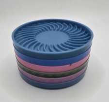 VTG Ritepoint Contemporary Plastic Coasters Set of 6 Lt Green, Blue Swirl Design picture