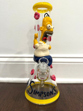 14” Premium Glass Water Pipe Art Beaker Bottom Homer Simpson Donuts 14mm picture