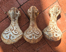 Antique Cast Iron Clawfoot Tub Feet Set of 3 Ornate Victorian Architectural Salv picture