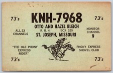 Vintage KNH-7968 CB Radio QSL Card St. Joseph Missouri Phony Express Rider C49 picture