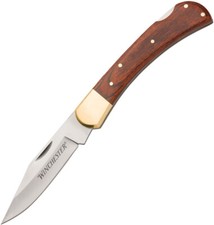 Winchester Large Lockback Brown Wood Folding Stainless Pocket Knife 6220020W picture