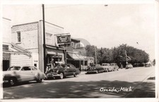 Street View Oscoda MI Michigan 1931 RPPC Photo Postcard COPY picture