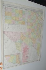 1909 TEXAS MAP removed from Rand McNally Atlas 20x28