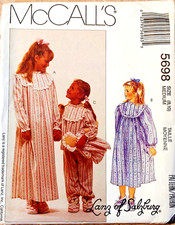 Vintage 1991 McCall's Sewing Pattern 5698 SZ Girls 8-10 Pajamas Nightgown Bootie picture