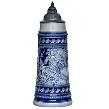JW Remy German Beer Stein #499 Blue Cobalt | 3.0 Liter Antique Circa 1900s picture