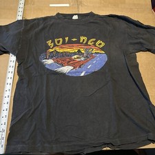 Vintage Band Tee Oingo Boingo Tour Large Black Skeleton Bike Shirt Car Desert A5 picture