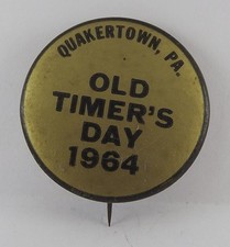 Vintage Old Timers Day 1964 Quakertown Pennsylvania Pin Button Jaycees picture
