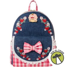 Strawberry Shortcake Denim Gingham Mini Backpack Loungefly picture