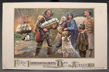 JOHN WINSCH First Thanksgiving Day In ALASKA Embossed Postcard 1912 Germany  picture