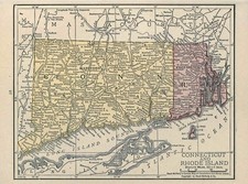 Map of CONNECTICUT & RHODE ISLAND from 1912 - 8.5 x 11 Inch Photo Reprint picture
