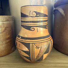 VTG Hopi Pueblo Native American Pottery Vase Sikyatki Revival Style Polychrome picture