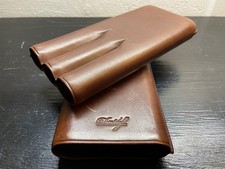 🥃 Vintage 1990s Davidoff Brown Leather 3-Cigar Case picture