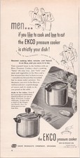 Ekco Pressure Cooker Vintage Print Ad 1946 Black White Kitchen picture