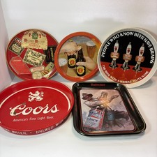 Lot Of 5 Vintage Advertising Metal Serving Trays picture