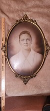 antique oval picture frame convex bubble glass picture