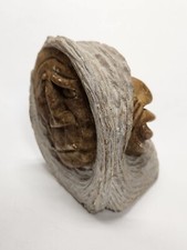 VINTAGE HAND CARVED SIGNED SOAPSTONE CARVING SCULPTURE TWO FACES FACE picture