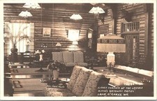 RPPC Land o' Lakes Wisconsin King's Gateway Hotel Lounge Scene 1920s era picture