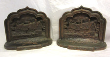 JB 2 Vtg ANN HATHAWAYS SHAKESPEARE COTTAGE STRATFORD AVON BRONZE IRON BOOKENDS picture