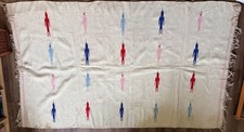 Vintage Handwoven Mexican Bird Motif Fringed Textile Rug picture