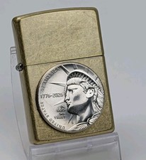 ZIPPO Classic Street Brass Lighter w/ 1776-2026 SEMIQUINCENTENNIAL Coin, NEW picture