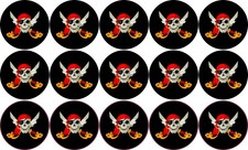 [15x] 1in x 1in Jolly Roger Pirate Flag Stickers Car Truck Vehicle Bumper Decal picture