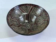 VTG Kichwa Ecuadorian Pottery Polychrome Redware Clay Mucawa Bowl Tribal DS01 picture