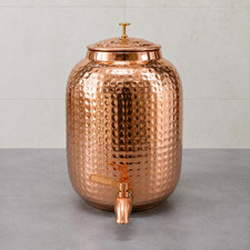 Pure Copper Water Dispenser Hammered Pitcher Drinking Matka 4 L Ayurveda Health picture