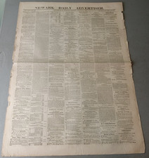 RARE 1861 Civil War Newspaper Newark NJ Daily Advertiser Baseball Bull Run Ads picture