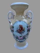 Antique 19th C Old Paris Porcelain Portrait Vase Hand Painted Floral 11.5” picture