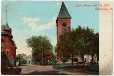 1901-1907 Carbondale PA Postcard Sixth 6th Avenue & City Hall Lackawanna Co UDB picture
