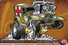 RETRO RAT FINK AMBULANCE ADAM ICENOGLE STUDIO Metal Sign 8x12 picture