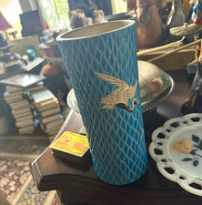 1868-1912 Japanese Blue Vase with Crane Motif- Meiji Mark on Base picture