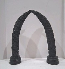 VTG PAIR(2) of Asian Handcarved RESIN Tusks; Dragon Carvings; Ebony Stained;EUC picture