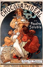 Chocolat Idéal Vintage Poster c1890s - Art Nouveau by Alphonse Mucha 🌟 24x32 picture