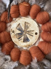 Vintage 1987 Round Mixed Material Dream Catcher Wall Art Handmade by V. Martin picture
