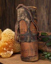 Vintage Kenyan Honey Container Hide Bound Embu Kamba Ethnographic Vessel 7.25