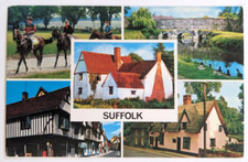 Suffolk England Vintage Multiview Postcard Newmarket Abbot's Bridge Lavenham L8 picture
