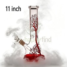 11 Inch Bongs Red Tree Glass Bong Smoking Hookah Glass Water Pipes 14mm Bowl US picture