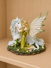 Meadow Fairy with Unicorn Resin Fantasy Woodland Sculpture picture