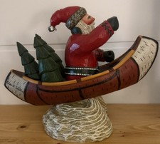 Leo Smith Santa Canoe Numbered 561/1000 Figure Trees Vtg HTF. Missing oar. picture