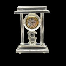 VTG Xanadu Mother Of Pearl Crystal Figural Koala Quartz Mini Mantel Clock READ picture
