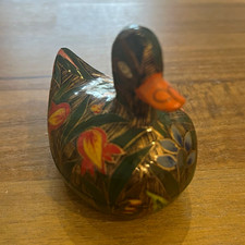 Vintage Kashmiri Paper-Mâché Duck Trinket Box - Hand-Painted Indian Folk Art picture