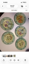 Lillian Vernon Made in Italy Hand Painted Vegetable Salad Plates Total 5 Vintage picture