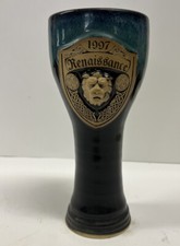 Vintage 1997 Renaissance Festival Chalice Mug Goblet Stoneware Pottery Lion Head picture