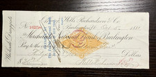 1881 Merchant Natn'l Bank Burlington Check WHOLESALE DRUGGISTS /Wells Richardson picture