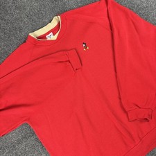 Disney Wear Mickey Embroidered Red V Neck Sweater Made USA Men's Size XL VTG picture