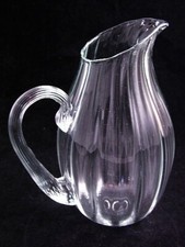 Peter Greenwood Signed Studio Art Clear Glass Pitcher with Optic Bowl 1987 picture