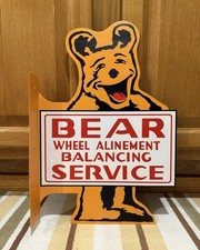 Bear Alignment Flange Sign Wheel Alinement Double Sided Vintage Style Wall Decor picture